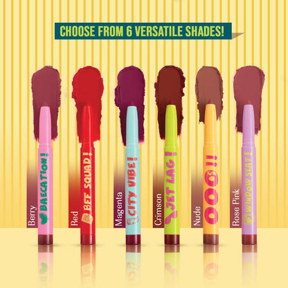 Lovechild Masaba Passport to Plump Lip Crayon | Hydrated Matte Finish | Transfer Proof | City Vibe! (Magenta), 1.4gm