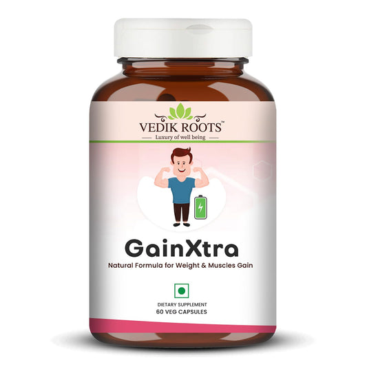 GainXtra | Ayurvedic Herbal Supplement | Traditionally Used to Support Strength, Vitality & Obesity | With Healthy Weight Support | 60 Veg Capsules (Pack Of 1)