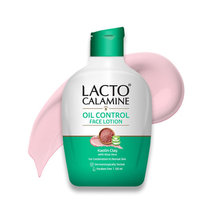 Lacto Calamine Face Lotion | 120ml | Daily Moisturizer For Face - Combination To Normal Skin | Kaolin Clay & Aloe Vera | Abosrbs Excess Oil | Fights Pimples, Darkspots & Blackheads | Body Lotion