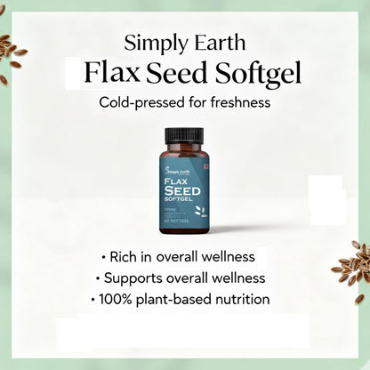 Simply earth Cold Pressed Flax seeds oil Omega with extra Virgin oil, Linolenic Acid, Oleric Acid | Natural Form of omega 369-60 Softgels…