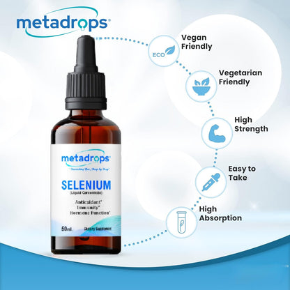 METADROPS High-Potency Selenium Liquid Concentrate Drops - 100 Servings of Essential Trace Mineral Support - Immune, Antioxidant Rich, and Wellness Supplement