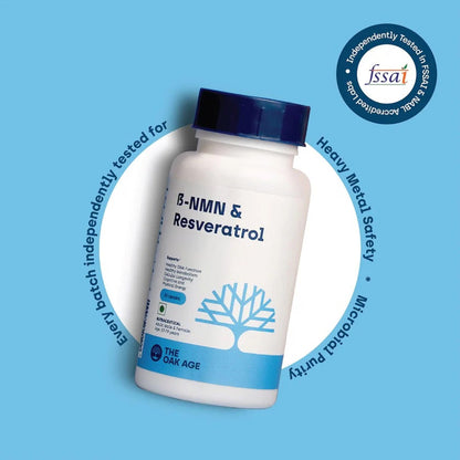 The Oak Age NMN with Resveratrol Supplement- 500mg NMN for Longevity– NAD Supplement to Support Energy Production, Cellular Rejuvenation & Healthy Ageing– No Additives, Preservatives