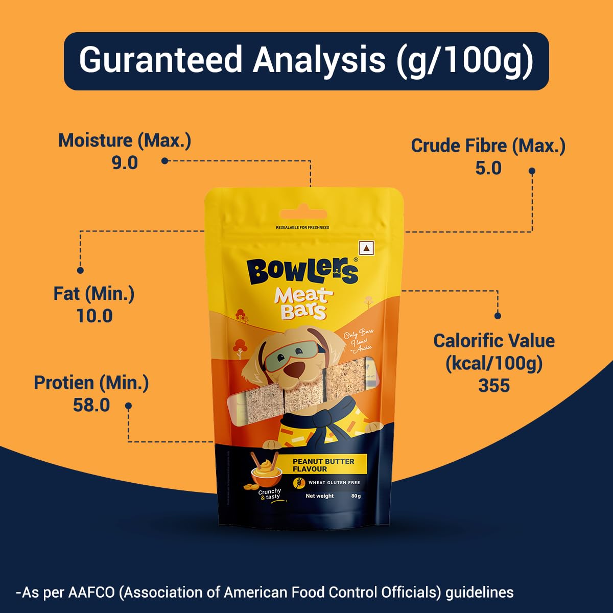 Bowlers Dog Treats Peanut Butter Meat Sticks| 70g | Good for Dental Hygiene | High on Protien| Low in Fat | Grain Free | Handmade Treats