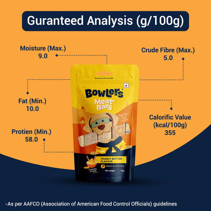 Bowlers Dog Treats Peanut Butter Meat Sticks| 70g | Good for Dental Hygiene | High on Protien| Low in Fat | Grain Free | Handmade Treats