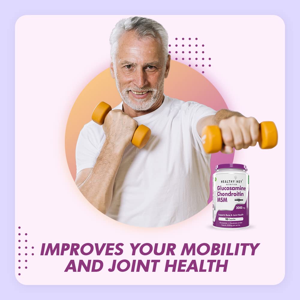 Zephivo HealthyHey Nutrition Glucosamine Chondroitin and MSM for Cartilage; Joint and Bone, 90 Capsules
