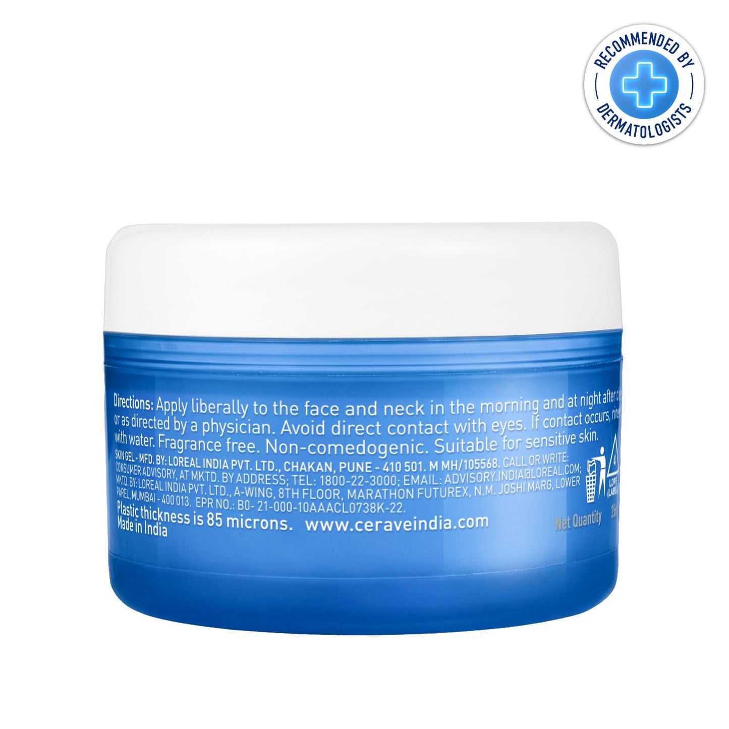 CeraVe HA Water Gel with Hyaluronic Acid, Ceramides & Niacinamide for Plumpy hydration|Oil-free gel moisturizer| 3 sec fast absorption| Dermat recommended for Women & Men| 25 ml