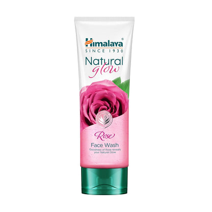 Himalaya Natural Glow Rose Face Wash tube on a white background