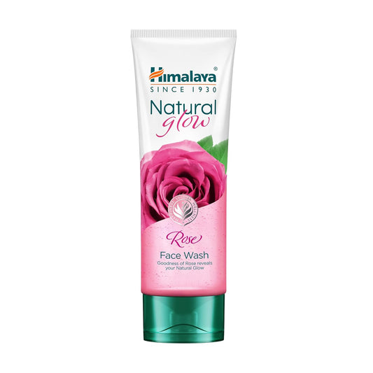 Himalaya Natural Glow Rose Face Wash tube on a white background