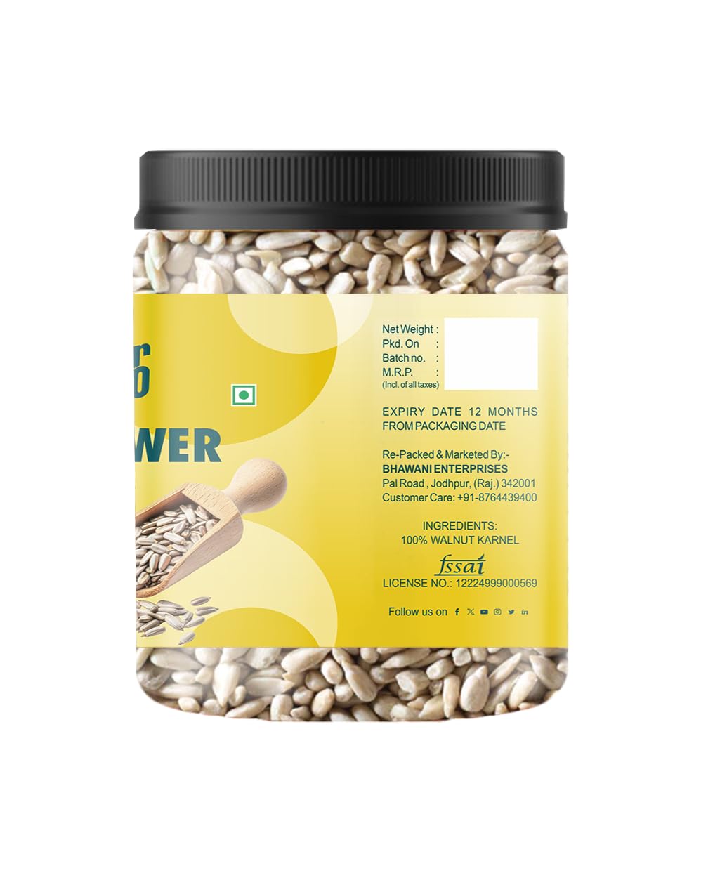 Hunger 0 Premium Raw Sunflower Seeds for Eating| High Protein & Fibre Snack | Antioxidant-Rich Surajmukhi ke Beej for Healthy Diet, Heart Wellness & Daily Nutrition | Jar Pack