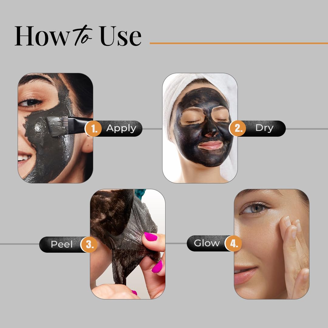 Glamveda Activated Charcoal Peel-Off Mask for Men & Women | Removes Blackheads & Whiteheads | Deep Cleansing Charcoal Face Mask for Acne-Prone Skin | Helps Purify Pores & Brighten Skin | 60g