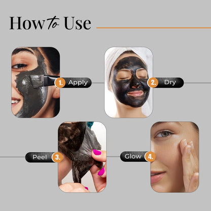 Glamveda Activated Charcoal Peel-Off Mask for Men & Women | Removes Blackheads & Whiteheads | Deep Cleansing Charcoal Face Mask for Acne-Prone Skin | Helps Purify Pores & Brighten Skin | 60g
