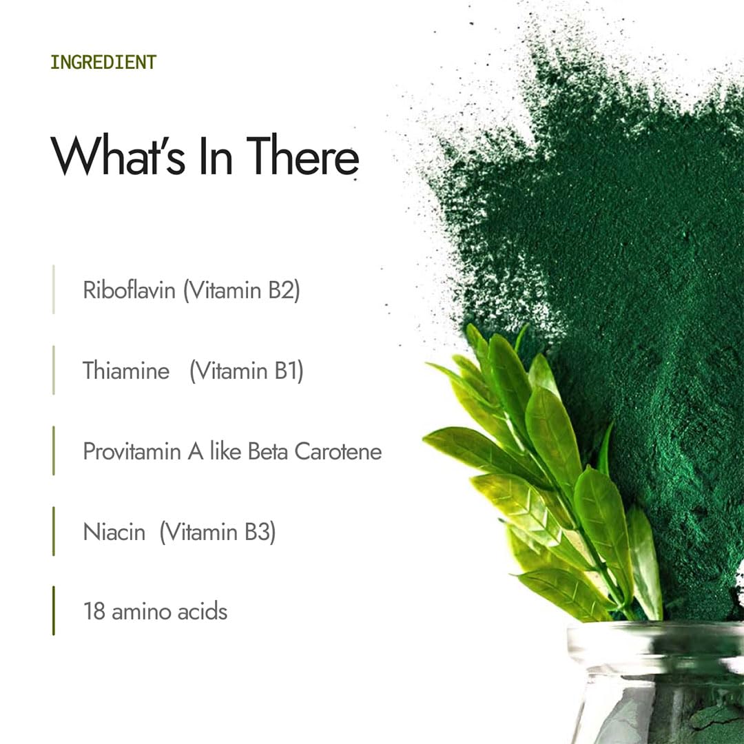 Kapiva Spirulina Capsules |120 Capsule| Contains 60% Protein | Boost Your Immunity | Free from Preservative & Pesticides | Spirulina Tablet