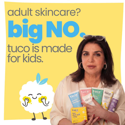 Tuco Kids Face Wash, Brightens Dull Skin, Turmeric & Kakadu Plum, 100g | pH balanced, Tear-Free, sulphate & paraben free. Brightening cleanser for babies, girls & boys 2-15 years. Clears dull skin