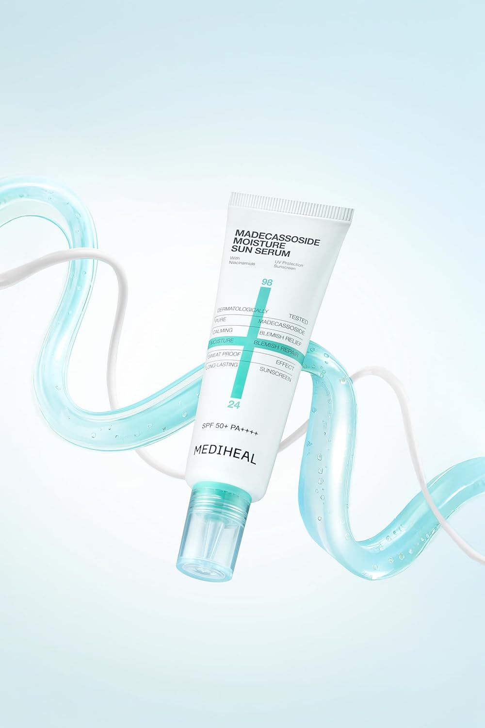 MEDIHEAL Madecassoside Moisture Sun Serum SPF50+ PA++++, Hydrating Korean Sunscreen Serum with Centella Madecassoside for UV Protection, Blemish Care & Skin Barrier Repair, Lightweight Moisturizing K-Beauty Sunscreen (50g)