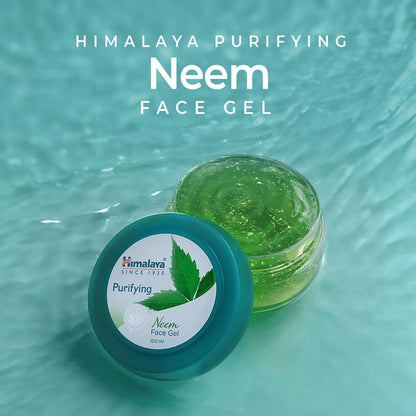 Himalaya Purifying Neem Face Gel jar on a teal background
