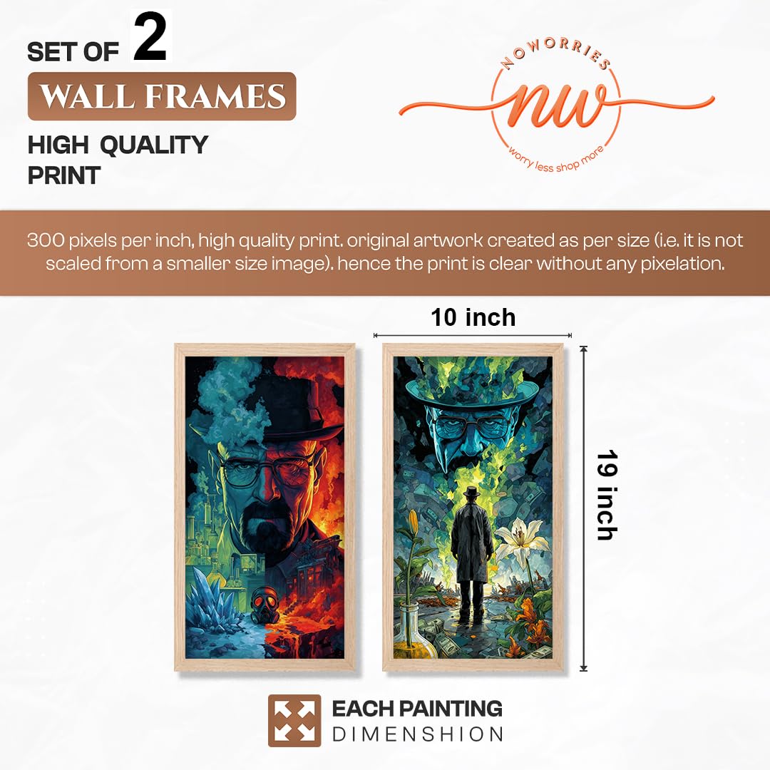 Minimalist Desert Wall Art Set of 2 Framed Prints | Sun & Moon Cactus Landscape Posters with Frame, Boho Neutral Abstract Nature Wall Decor, Scandinavian Aesthetic Artwork for Living Room, Bedroom, Office, Natural Wood Frames (Art-17, 10x19inch, Wooden)