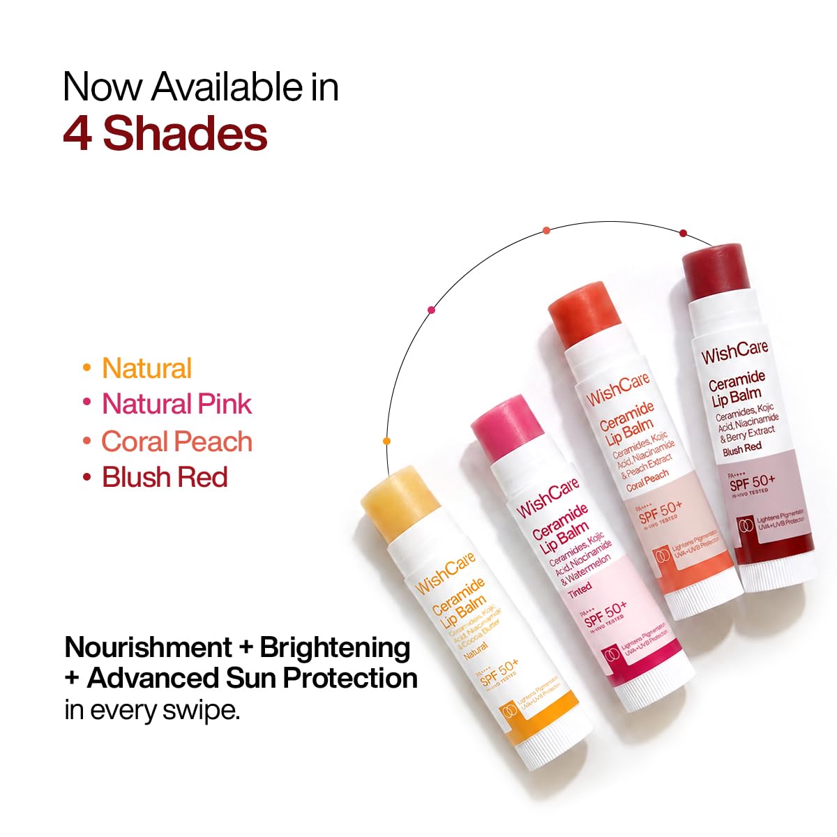 WishCare Tinted Lip Balm with SPF 50 PA+++ | Brightening Lip Balm for Pigmented Dark Lips | In-Vivo Tested | Kojic Acid & Niacinamide | SPF50 Lipbalm for Women | 5g | Blush Red