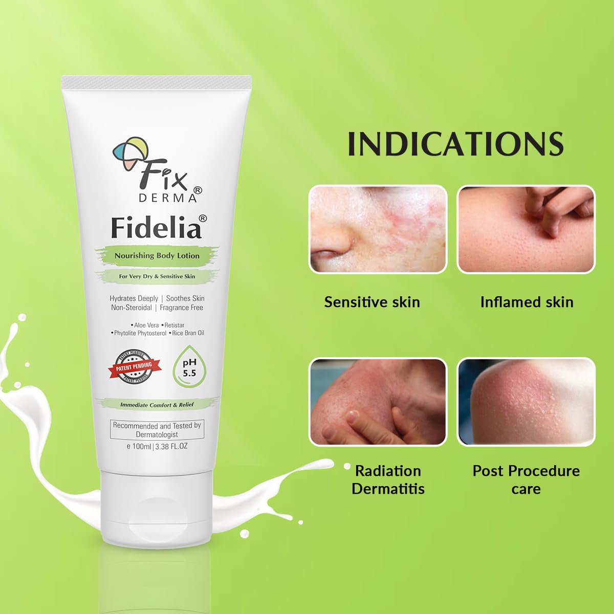 Fixderma Fidelia Nourishing Body Lotion | Moisturizer for face & Body | Body lotion for Women & Men | Body Lotion for Sensitive & Very dry skin with Rice Brain Oil & Aloe vera - 100Ml