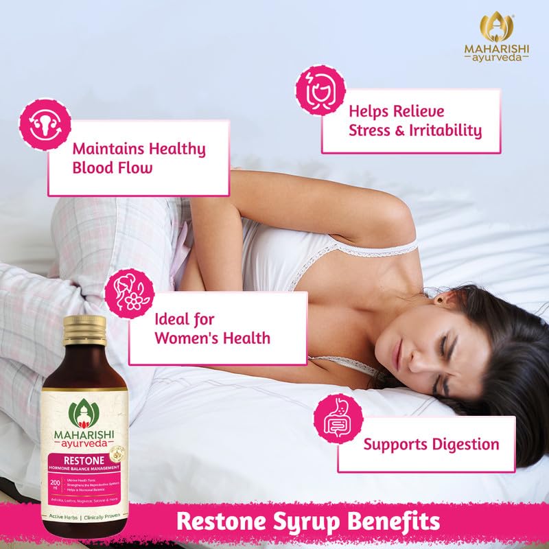 Zephivo Maharishi Ayurveda Restone Syrup - Natural Supplement for Women with 15+ Herbs | Ideal for Women's Health and Wellness | Synergistic Combination of Time-tested Herbs - 200 ml

