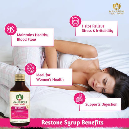 Zephivo Maharishi Ayurveda Restone Syrup - Natural Supplement for Women with 15+ Herbs | Ideal for Women's Health and Wellness | Synergistic Combination of Time-tested Herbs - 200 ml
