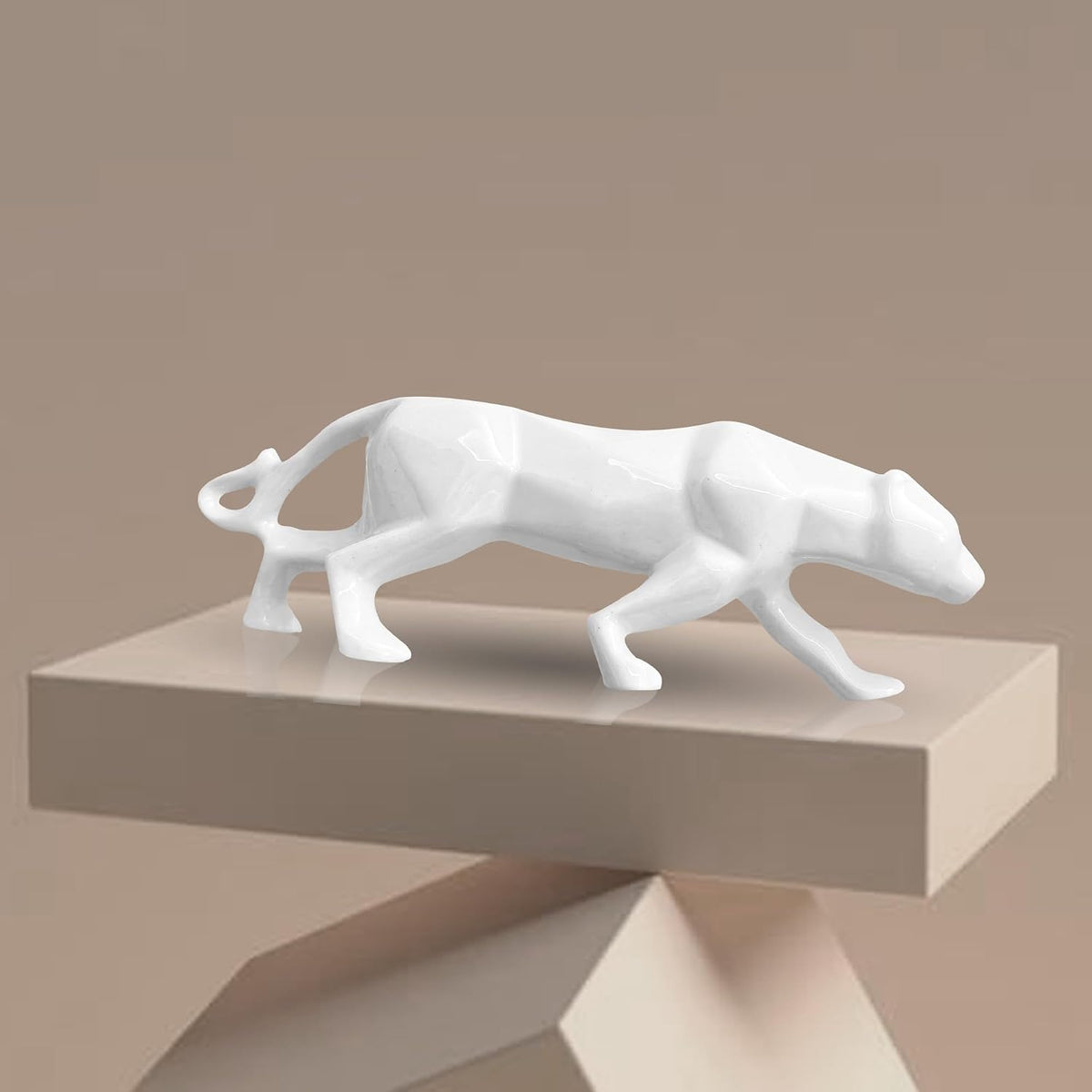 Modern Geometric White Panther for Home Decor (Pack of 1, White)