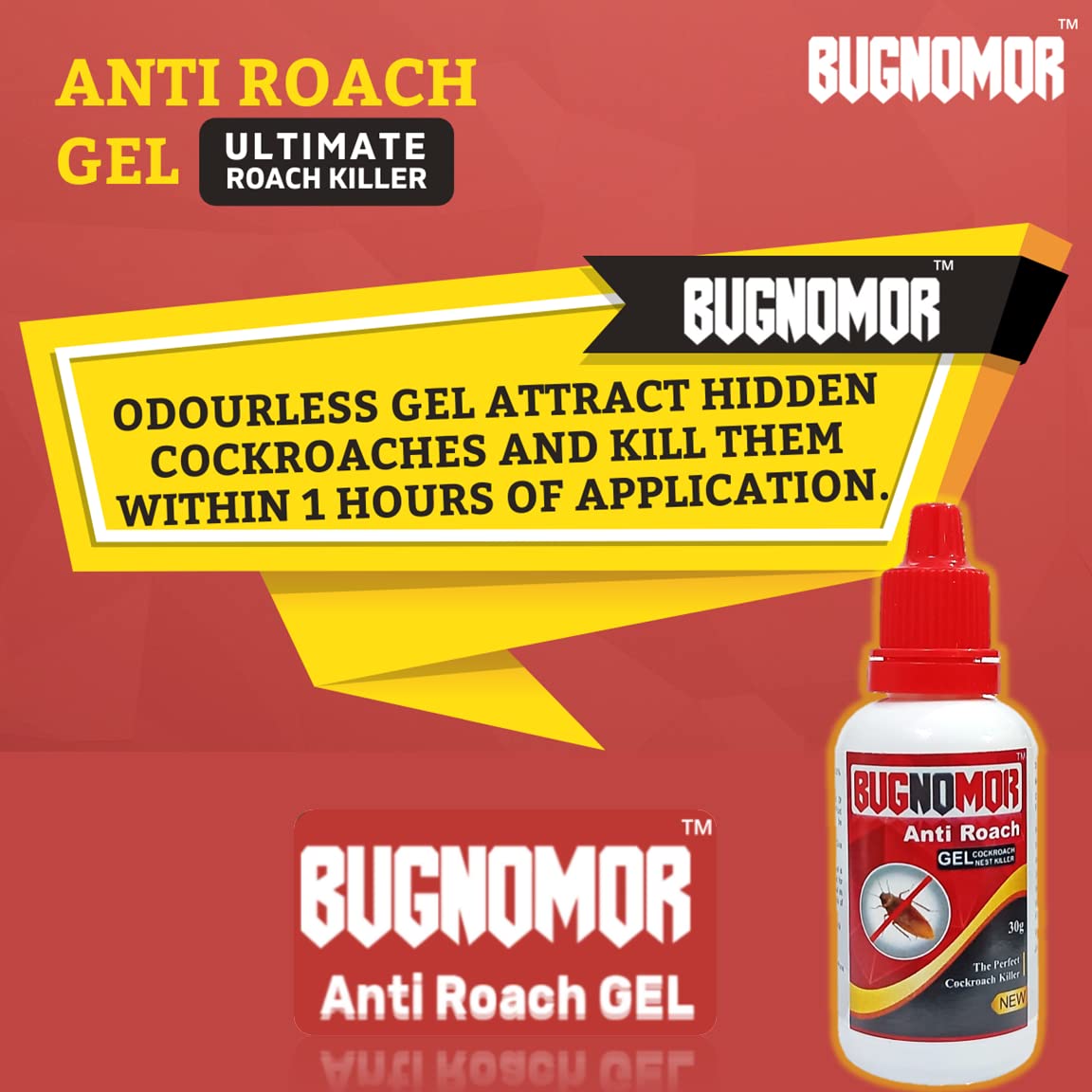 iShine Bugnomor Anti Roach Gel Ultimate Cockroach Gel for Home Cockroach - Bottle (Brown) (Set of 2)
