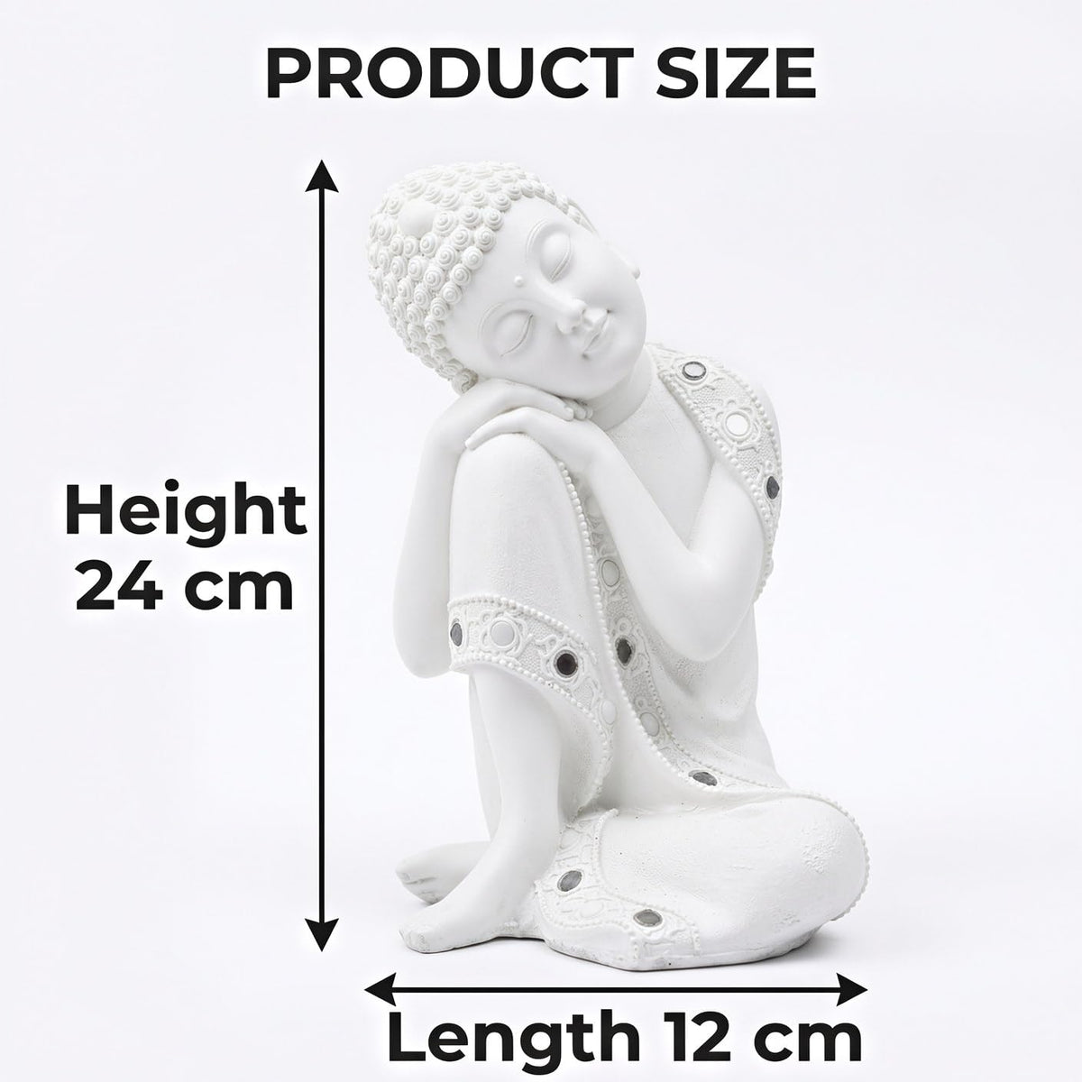 Buddha Idol Statue | Show Pieces for Home Decor Living Room (White)