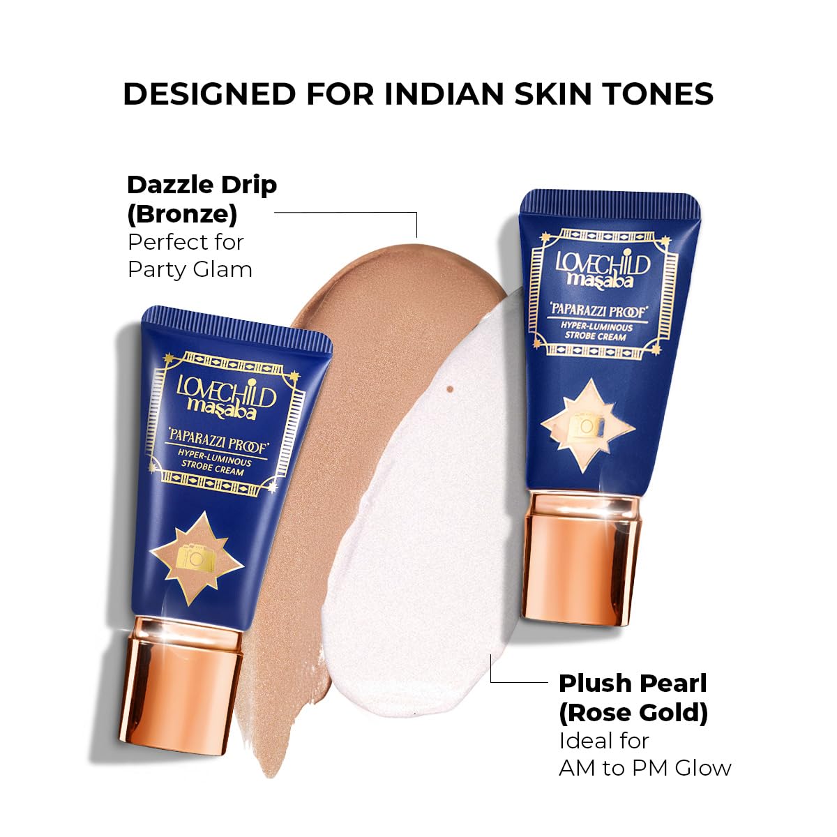 Lovechild Masaba All Strobe Cream- Bronze (Dazzle Drip), Hyper-Luminous Glow, Enriched With Hyaluronic Acid, Ceramides & Niacinamide, Moisturizing, Skin Brightening & Glowing Makeup Base,Medium 30 G