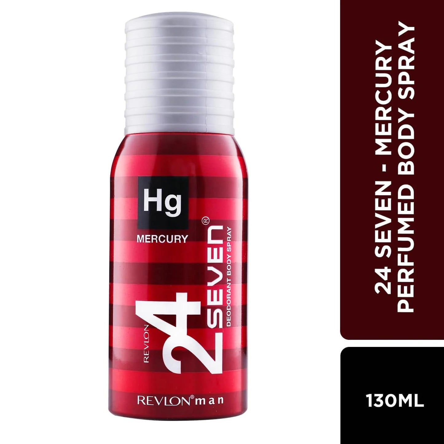 Revlon 24 Seven Deodorant Body Spray for Men, 130ml - Mercury