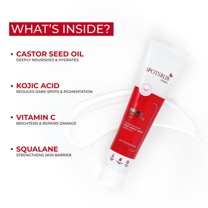 Leeford Spotsrub Face Cream for Women 15g - with 2% Kojic Acid and Vitamin C | Hydroquinone Free | Helps to Remove Pimples and Dark spots