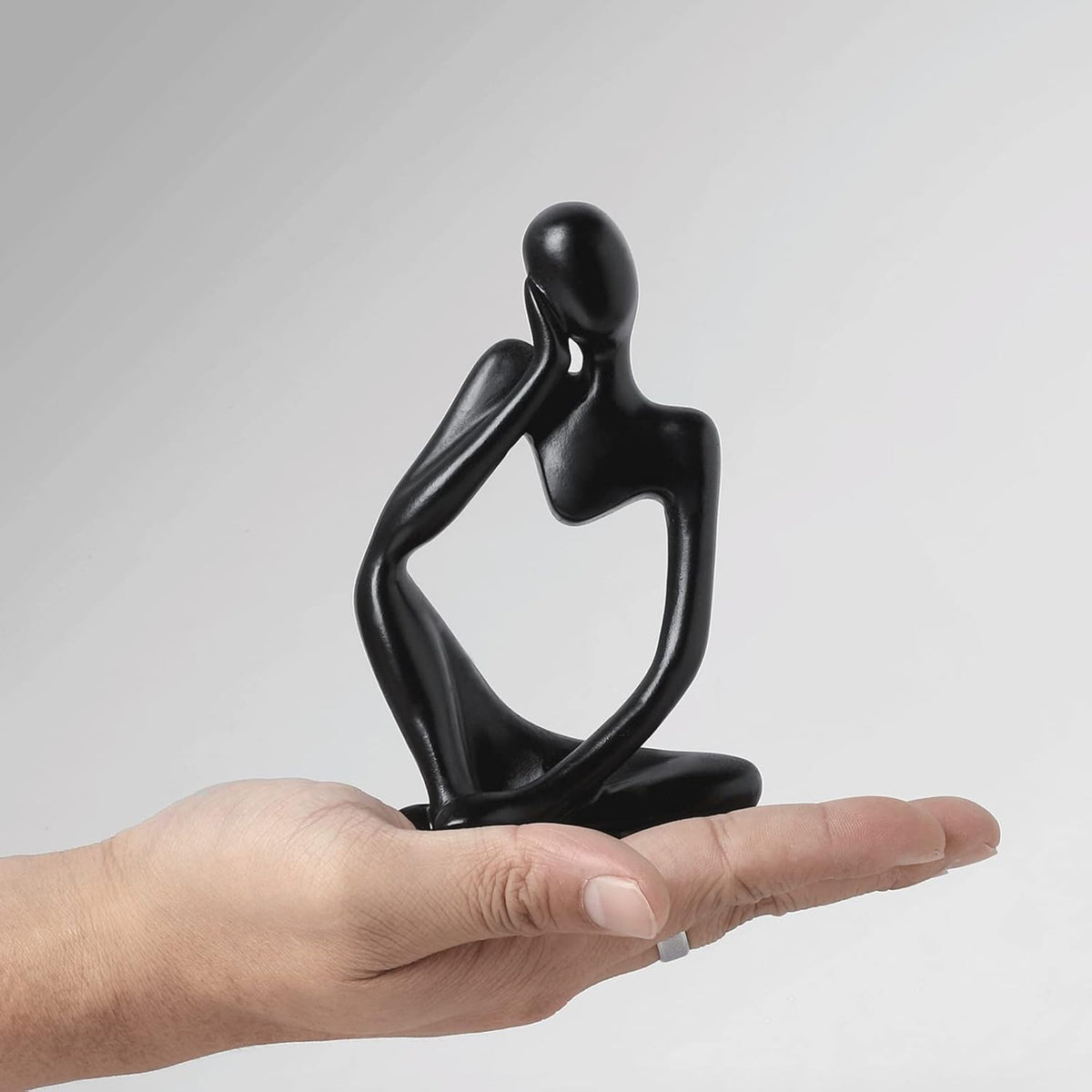Set of 3 Black Thinker Statues Modern Abstract Thinker Sculptures Decorative Showpiece for Gifting Living Room House Warming Anniversary Shelf Table Desk Birthday Office & Home Decoration