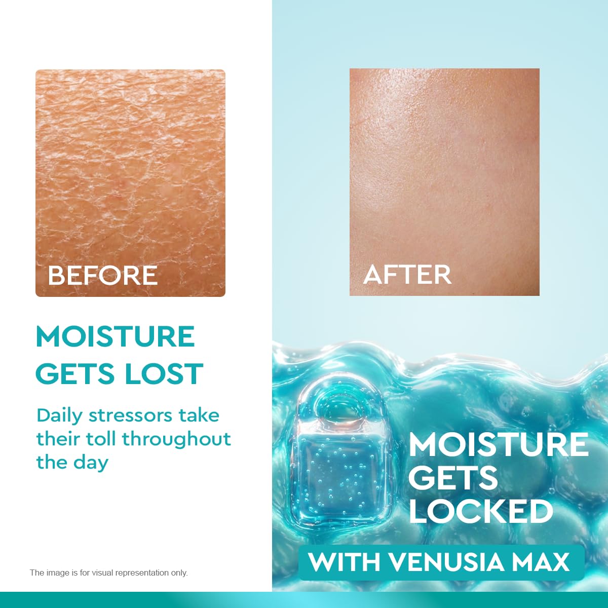 Dr. Reddy's Venusia Max Intensive Moisturizing Lotion | Enriched with 4D Hyaluronic Acid & Polyglutamic Acid | Clinically Proven Deep Penetration for Long lasting hydration | For Face & Body | Moisture Lock with Shea, Cocoa, Mango, and Aloe Butter 500 g