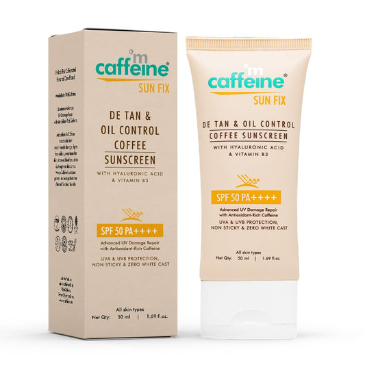 Caffeine Sun Fix sunscreen packaging on a white background