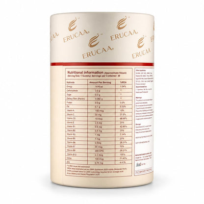 ERUCAA Multivitamin Gummies | Mango Flavour | 30 Gummies | Gluten Free | Daily Multivitamin Gummies for Adults