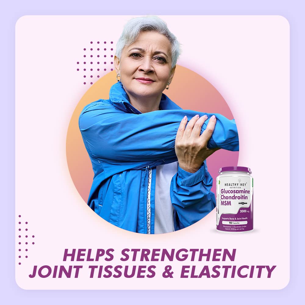 Zephivo HealthyHey Nutrition Glucosamine Chondroitin and MSM for Cartilage; Joint and Bone, 90 Capsules
