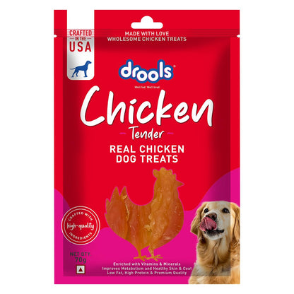 Drools Chicken Tender Dog Treat, 70 g | Made with Real Chicken | High Protein Training Treat | for Puppy & Adult Dogs