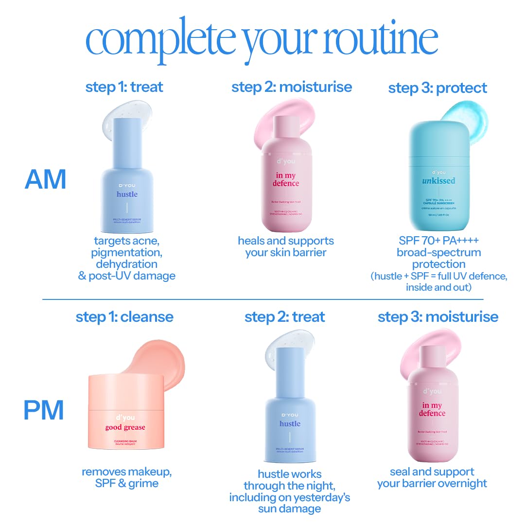 d'you Hustle Multiactive Vitamin C Face Serum with Niacinamide & Hyaluronic Acid |Serum for Men & Women | Korean Skin Care Product |
