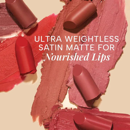 RAS Luxury Oils Lumiere Satin Matte Lipstick | 8-Hr long stay Creamy Matte, Non-Drying, Lightweight & Pigmented | Natural infusion of Argan & Avocado | Vegan, Cruelty-Free (Champagne Blush)
