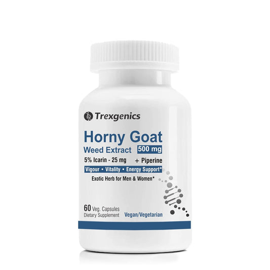 Trexgenics Horny goat weed extract supplement bottle on a white background