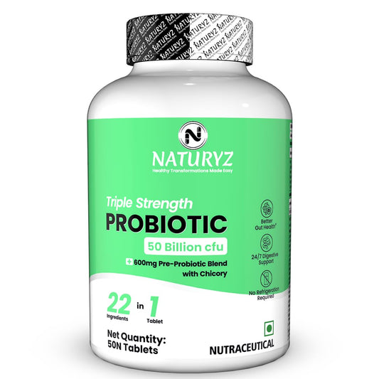 Naturyz triple strength probiotic bottle on a white background