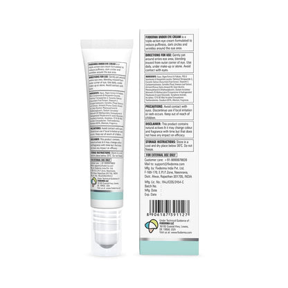 Fixderma Under Eye Cream Roll on with Peptides, Green Tea Extract & Vitamin E | Reduces Dark Circles, Puffiness, Wrinkles & Fine Lines | Triple Action | for Men & Women | 15g