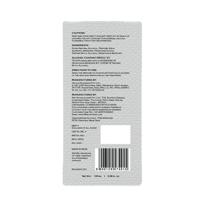 Back label of a cosmetic product with text and a barcode on a white background