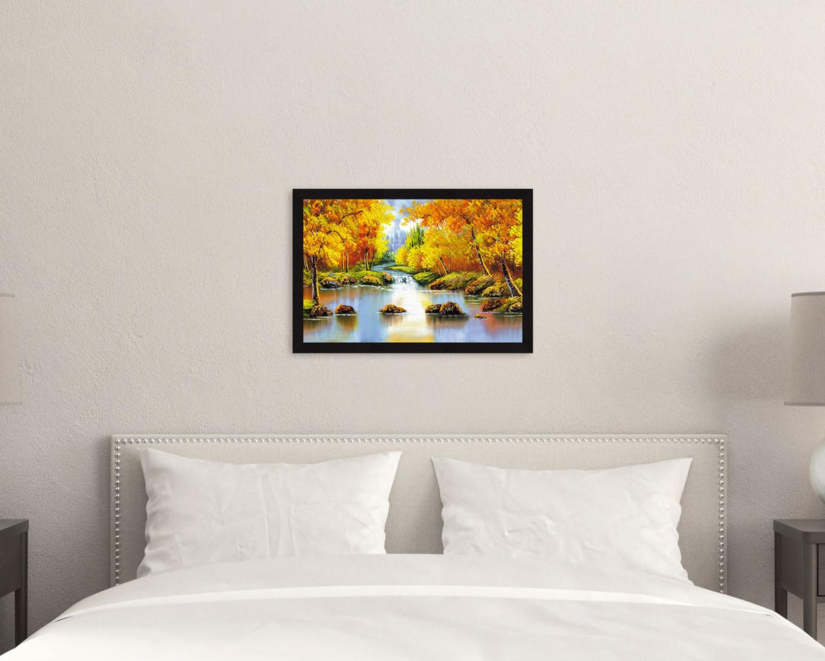 Vastu Waterfall Wall Decor Paintings with Frame for Home Decoration, Painting for Living Room - Framed Painting for Wall Decoration, 12.0 X 18.0 inches, Set Of 1