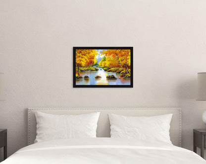 Vastu Waterfall Wall Decor Paintings with Frame for Home Decoration, Painting for Living Room - Framed Painting for Wall Decoration, 12.0 X 18.0 inches, Set Of 1