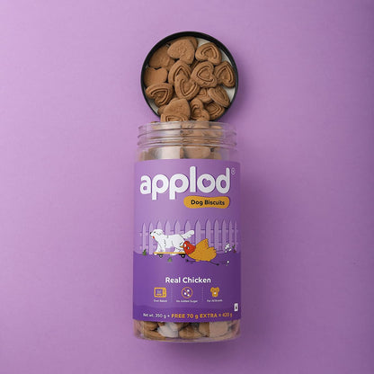 Applod Chicken Dog Biscuits for Puppies & Adult Dogs | Oven-Baked Crunchy Dog Treats Made with Real Ingredients | Healthy Training & Reward Snacks | 845g