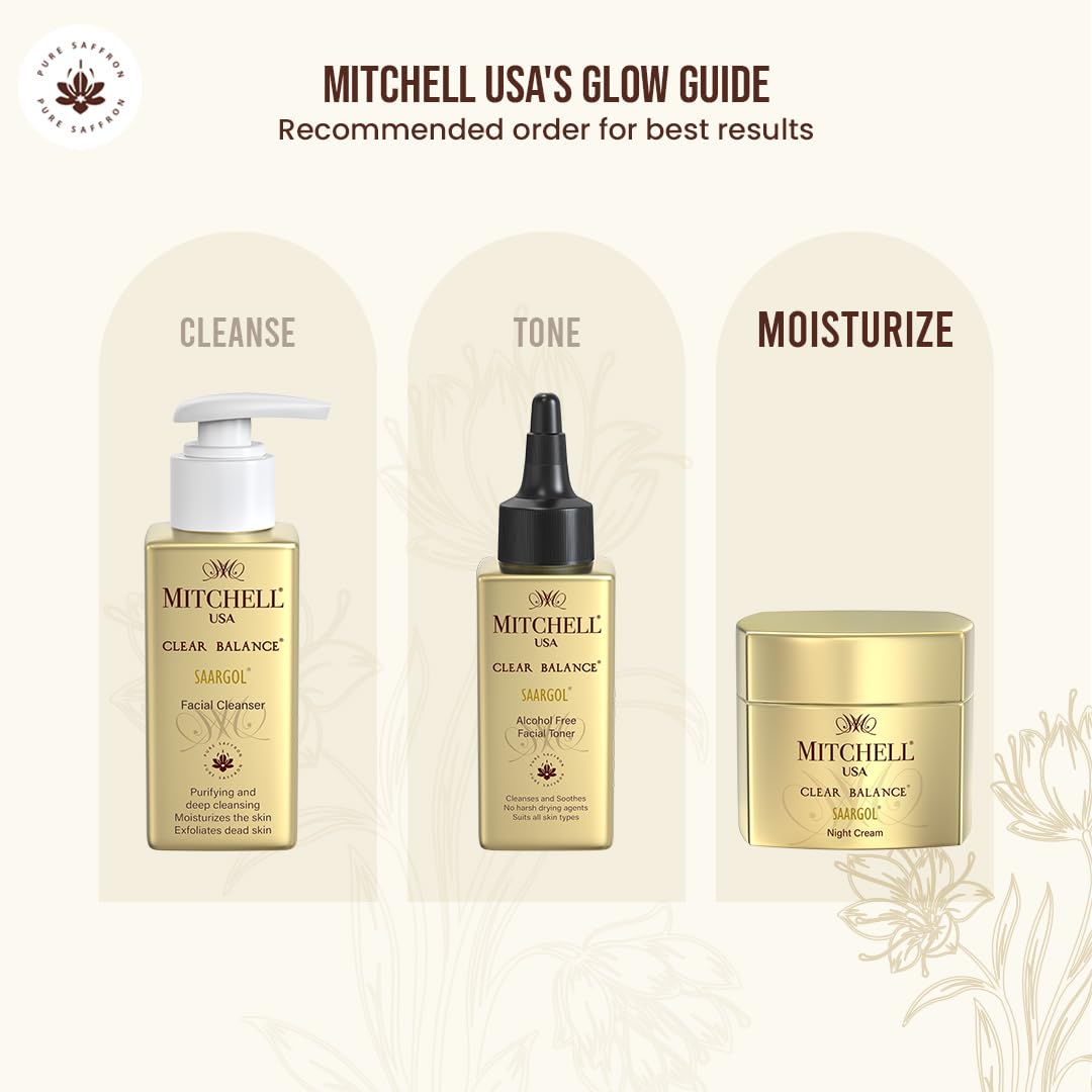Clear balance Saargol Night Cream - Infused With Niacinamide, And Saffron Extract For Brighter Skin | Almond Oil, Vitamin A & C For All Skin Types | Men And Women | 50G