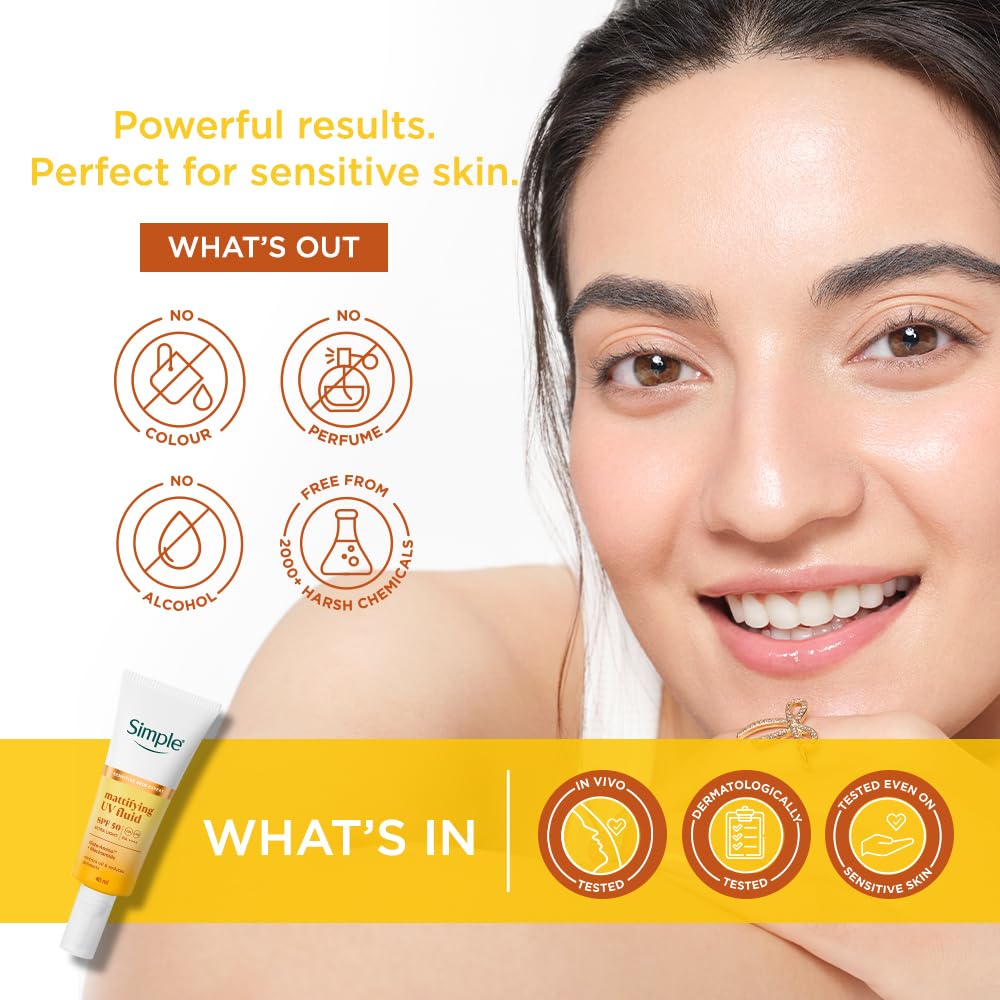 Advertisement for a skincare product with a woman's face and product packaging, highlighting ingredients and benefits.