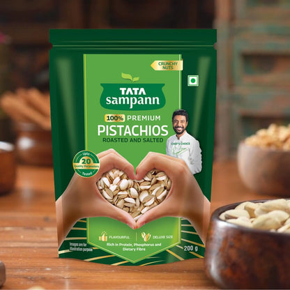 Tata Sampann Pistachios Roasted & Salted, Pista, 200g, Rich In Protein, Phosphorus, & Dietary Fibre, Premium Nuts & Dry Fruits, Crunchy & Delicious Healthy Snack