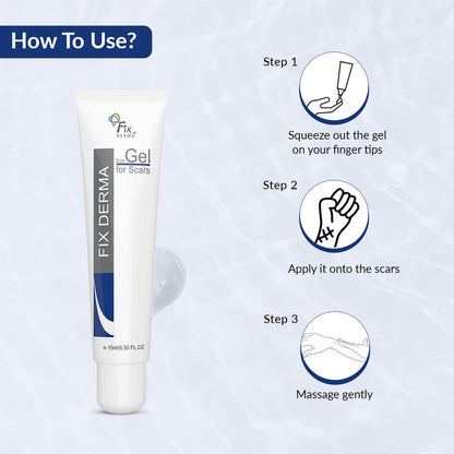 Fixderma Scar gel, Reduces Acne Scars, Surgery Scars, Injury Scars, Burn Scars, Keloid Scars, Scar Diminishing Gel, Scars due to Stretch marks, Suitable for all skin types- 15g