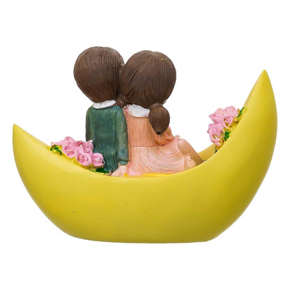 eCraftIndia Romantic Couple Showpiece Sitting on Boat | Valentine Gift for Girlfriend Boyfriend Husband Wife Special Love Her Him | Valentine Day Decoration Items